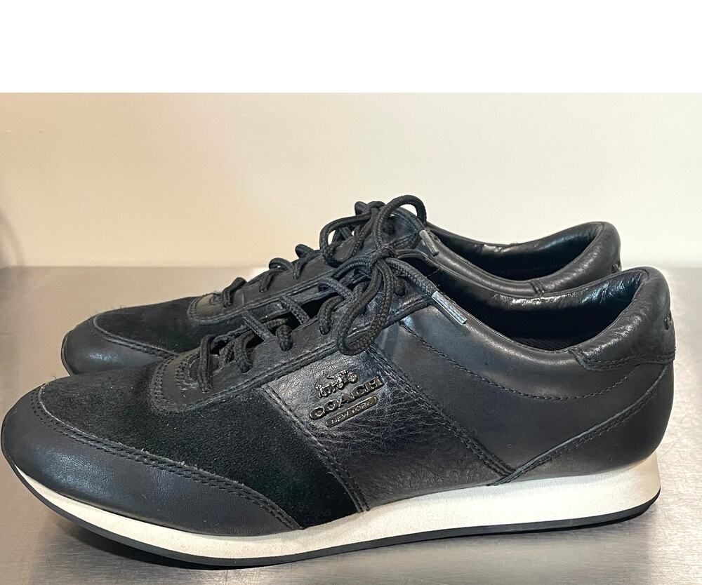 Coach Raylen Sneakers Women's 8 Black Leather Suede Preppy Designer